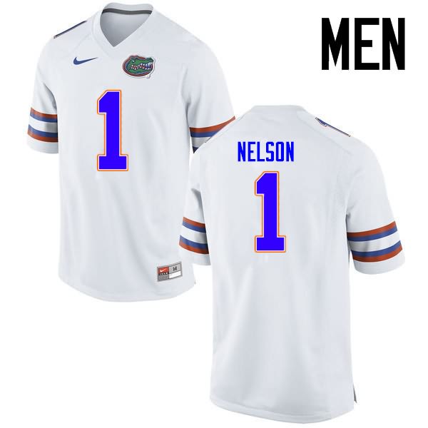 Men's NCAA Florida Gators Reggie Nelson #1 Stitched Authentic Nike White College Football Jersey PWE7065KA